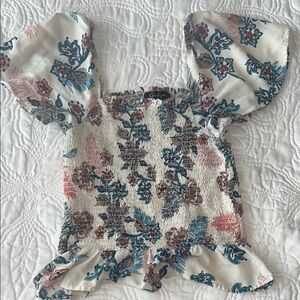 Jessica Simpson smocked Flutter Sleeve Top